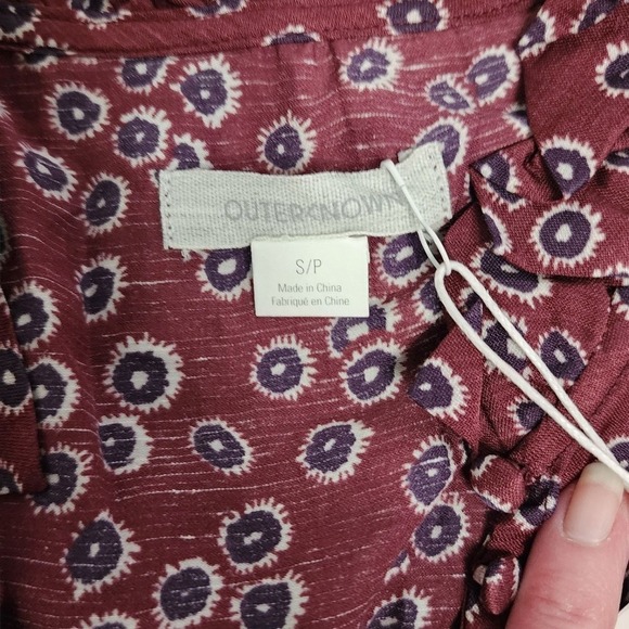 Outerknown Women's Floral Ruffle Trim Long Sleeve Maxi Dress, Small - Picture 5 of 7